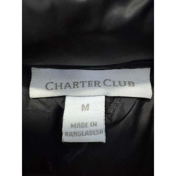 Charter Club Packable Black Hooded Down Puffer Vest Size Medium - Picture 11 of 12
